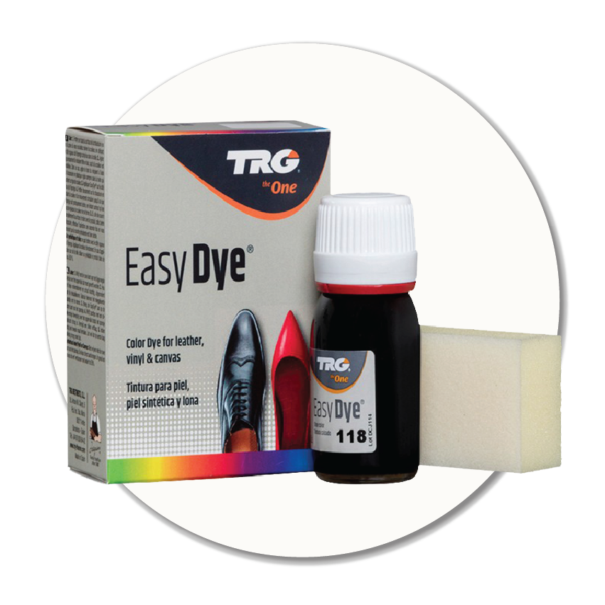 Product photo showing a bottle of leather & suede dye — One of the professional shoe dye products available at Sole to Sole in Stockport.