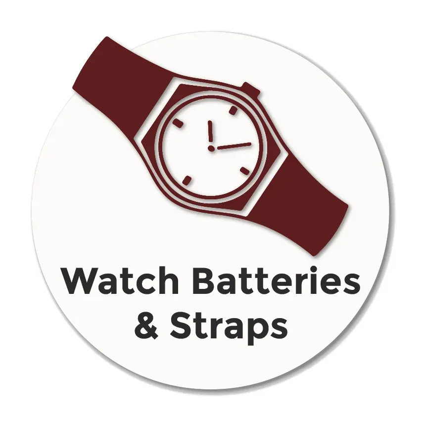Icon showing a wristwatch representing professional watch battery replacement and strap fitting services in Stockport.