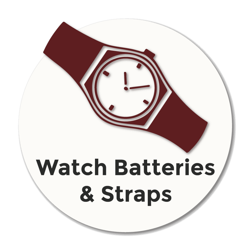 Icon showing a wristwatch representing professional watch battery replacement and strap fitting services in Stockport.
