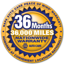 NAPA 36 month/ 36000 Mile Nationwide warranty
