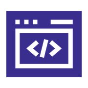A computer monitor with a html code icon on it.