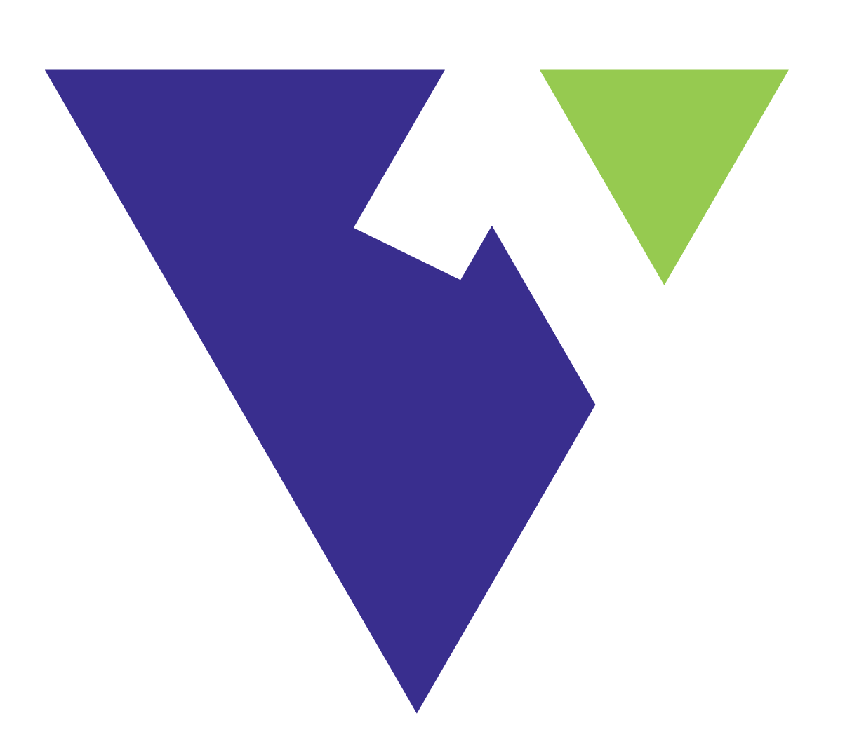 A blue and green triangle on a white background