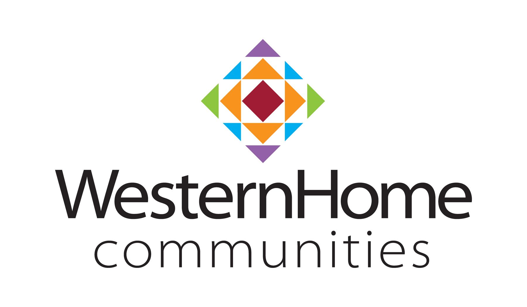 A colorful logo for western home communities