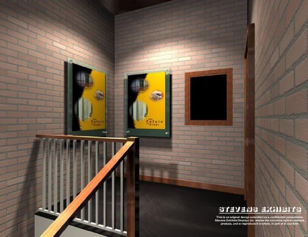 Staircase and Glass Frames Interior Exhibit - Exhibit Designer and Producer in Chicago, IL