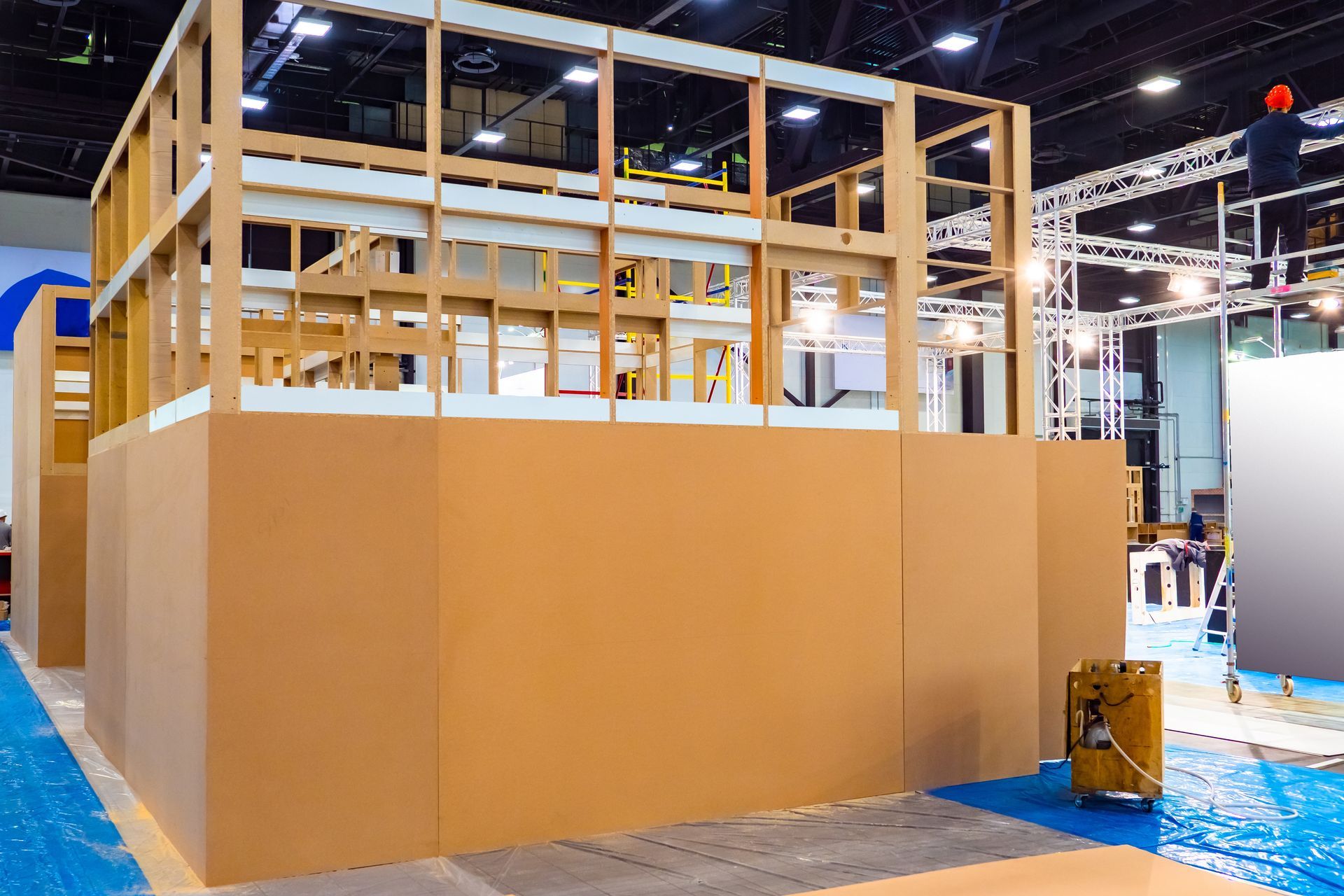 Temporary constructions in the exhibition center.