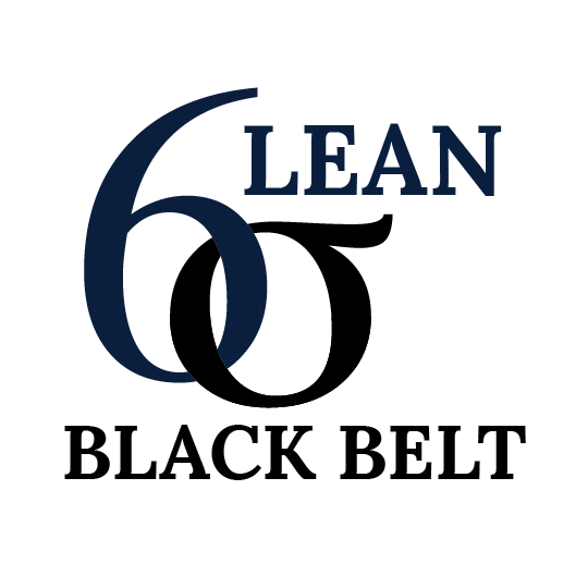 A logo for lean black belt with a blue and black logo