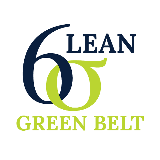 A blue and green logo for lean green belt