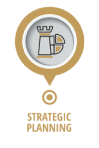 An icon for strategic planning with a castle in the center