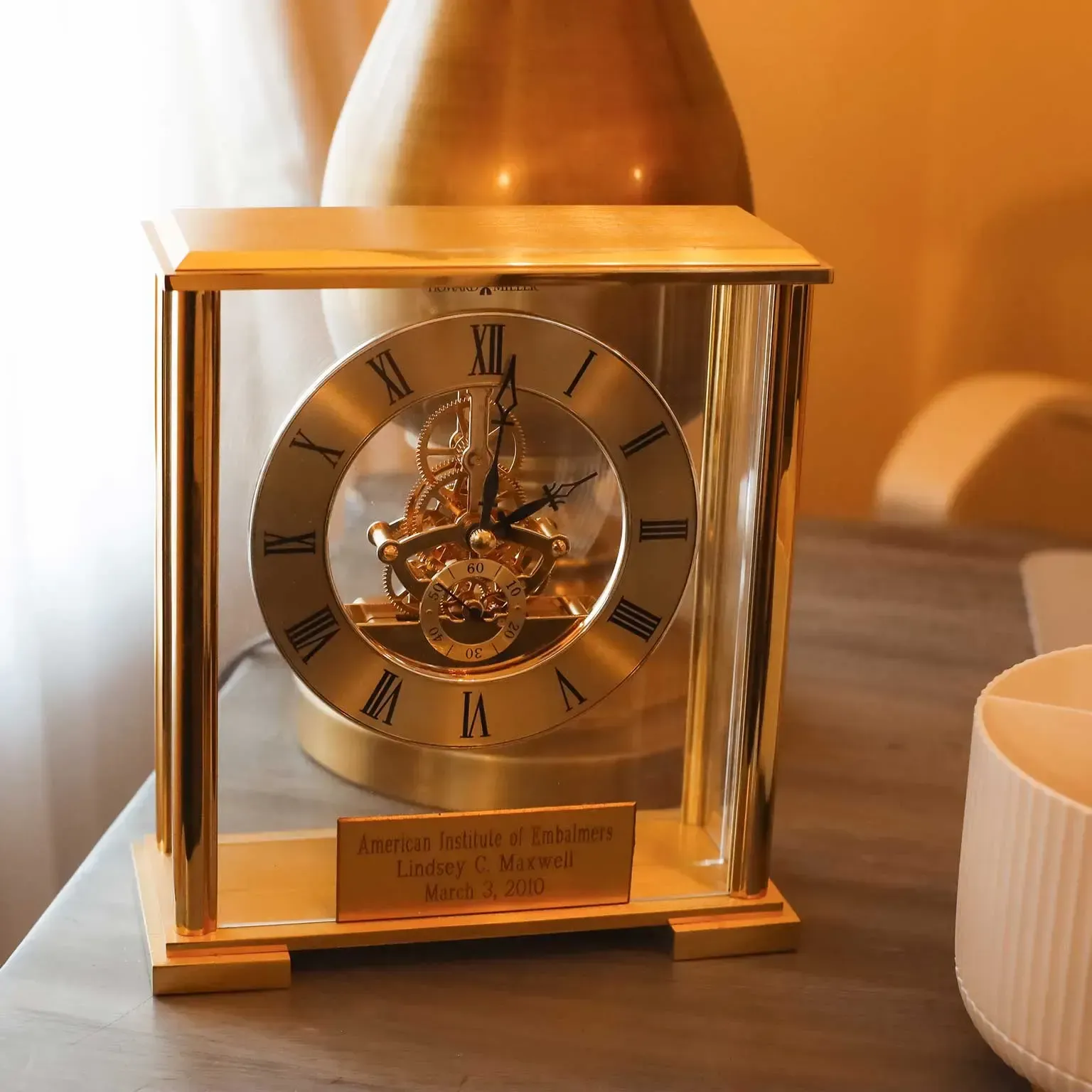 There is a coffin in the middle of the living room.
