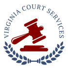 A logo for virginia court services with a judge 's gavel and laurel wreath