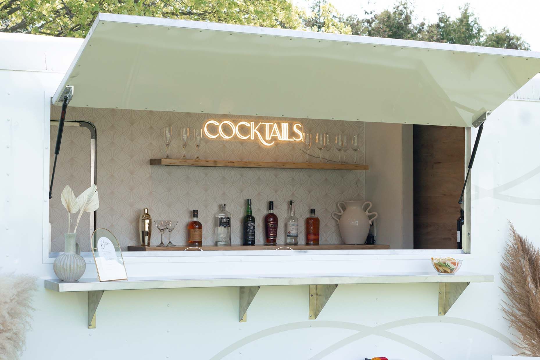 The Cocktail Cart open to serve