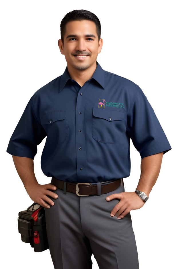A man wearing a blue shirt with the word pro on it