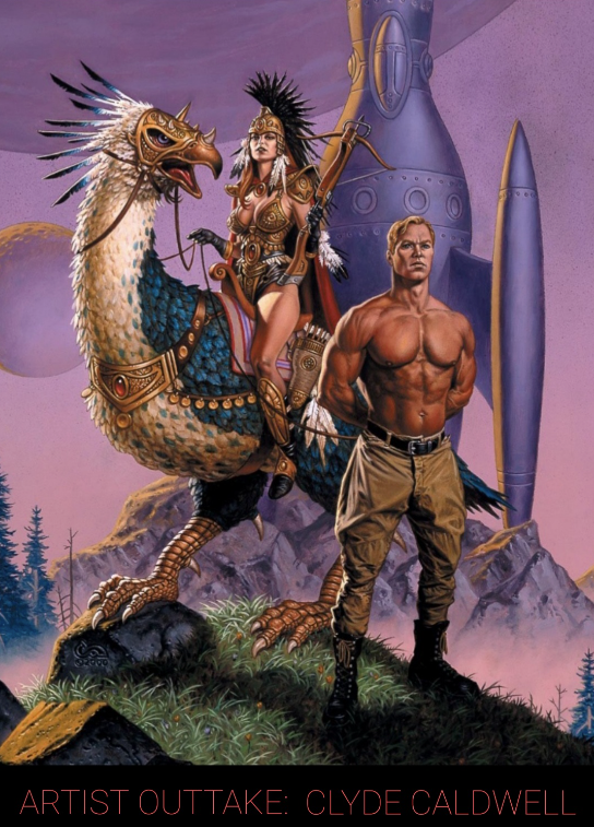 A man is standing next to a woman riding a dragon