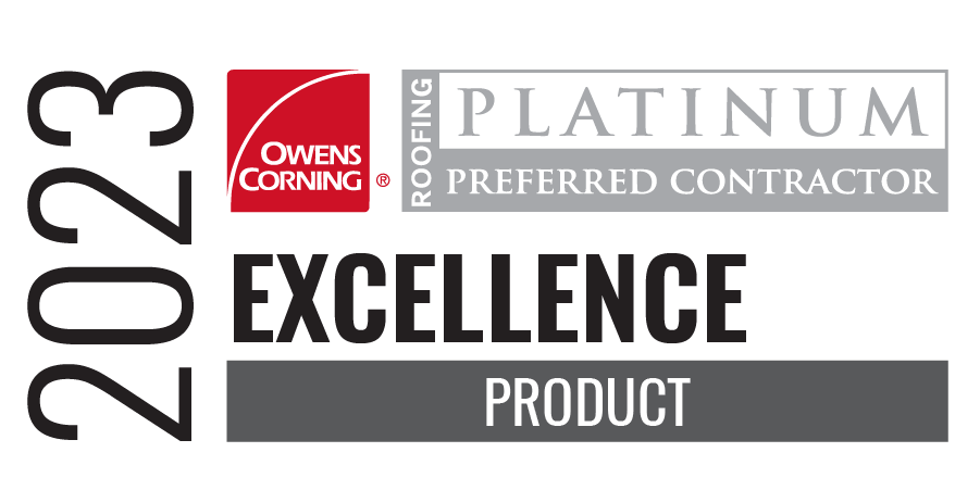 A logo for owens corning roofing platinum preferred contractor excellence product