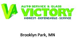 A logo for victory auto service and glass in brooklyn park mn