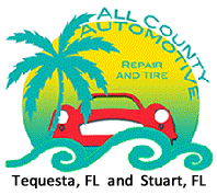 A logo for all county automotive repair and tire