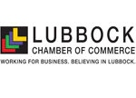 The logo for lubbock chamber of commerce is working for business believing in lubbock.