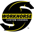 A black and yellow logo for workhorse custom chassis.