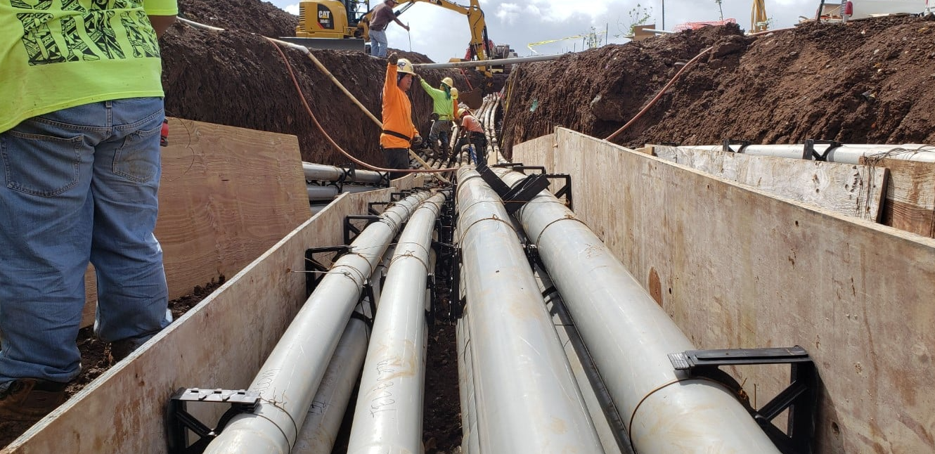Construction Team Installing Underground Pipes — Wahiawa, HI — S & S Taylan Electric Inc.
