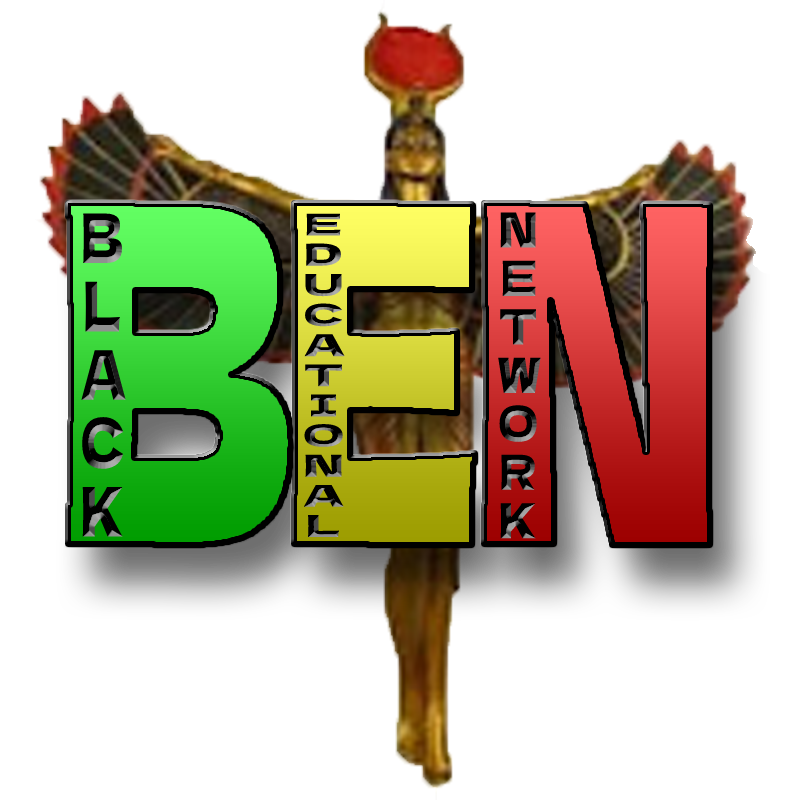 A logo for ben educational network with a statue in the background