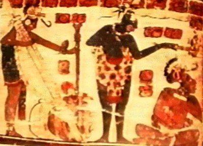 A painting of a group of people standing next to each other.