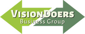 A green and white logo for vision doers business group