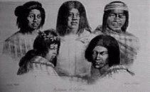 A black and white drawing of a group of people standing next to each other.