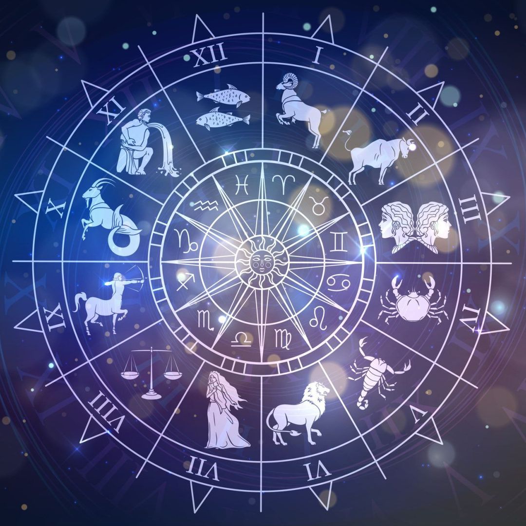 A zodiac circle with all the zodiac signs in it