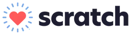A logo for scratch with a heart in the middle.