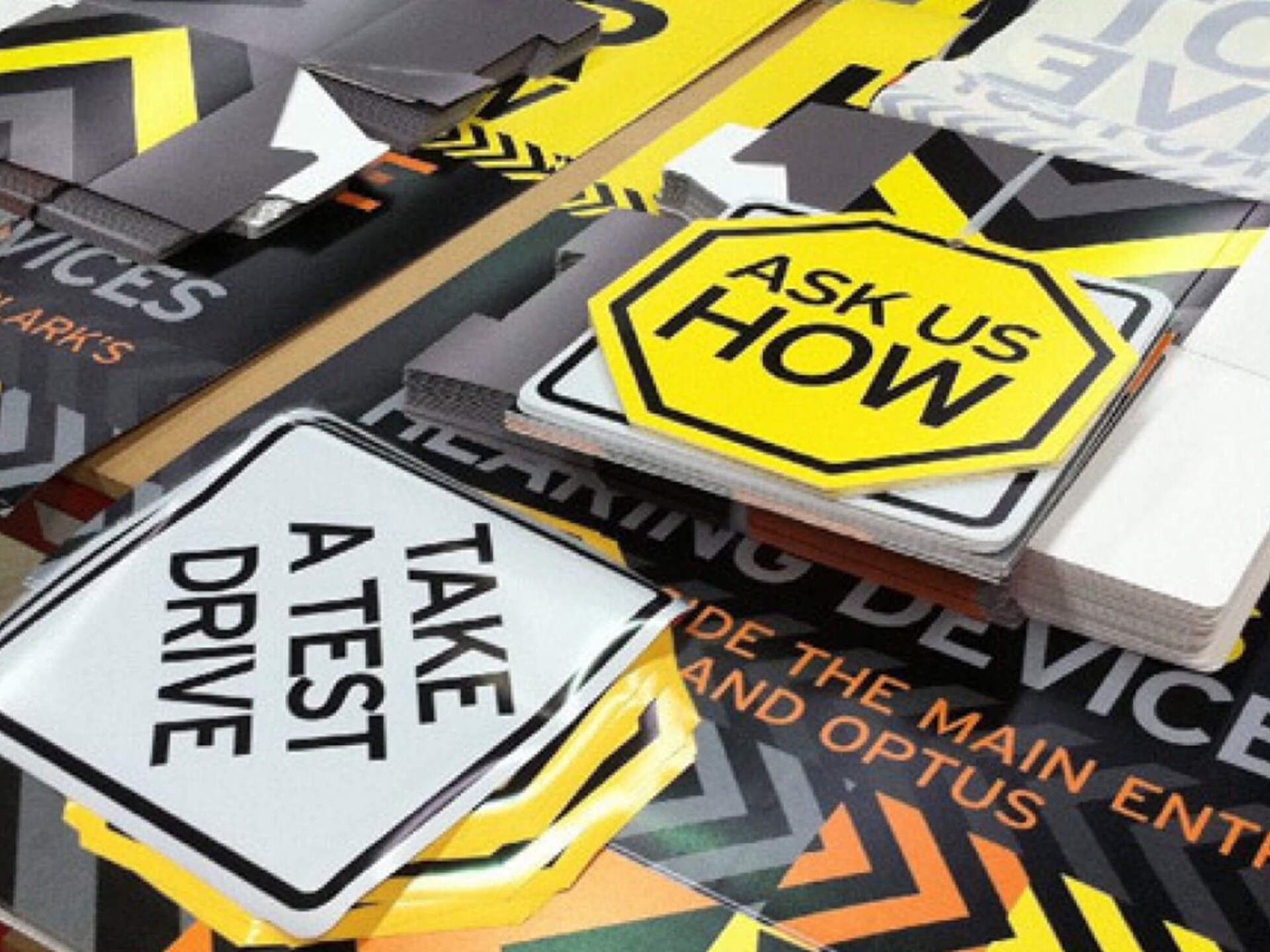 A sign that says ask us how on it