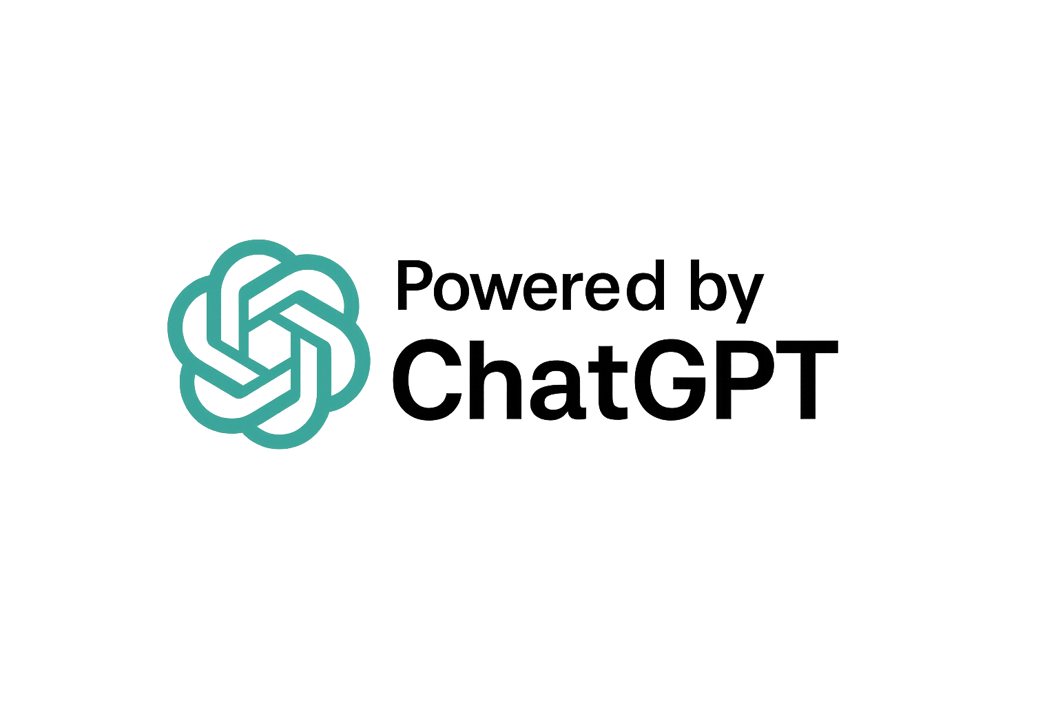 Logo for ChatGPT, featuring a teal flower-like icon and text that says 