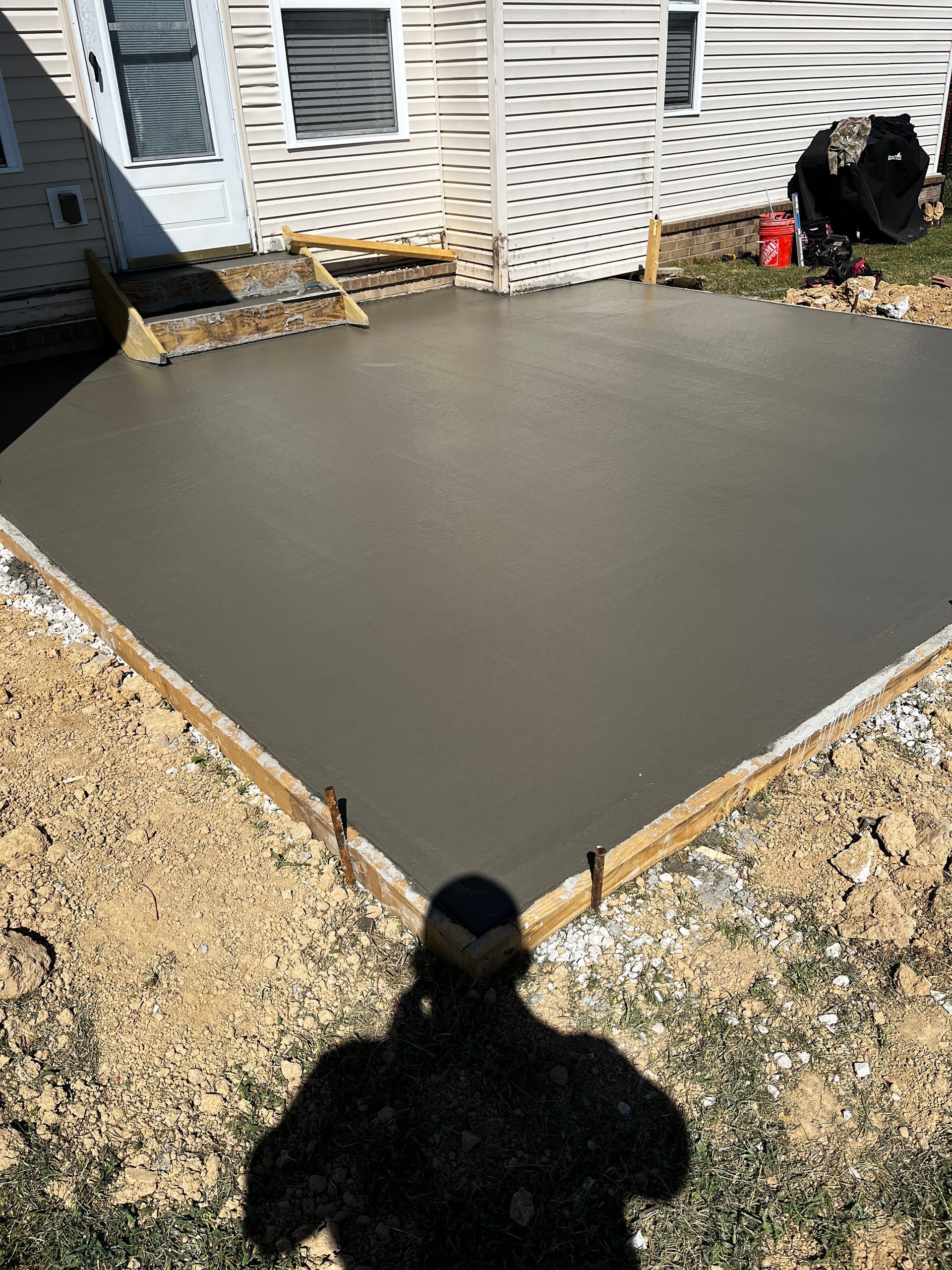 concrete patio white house