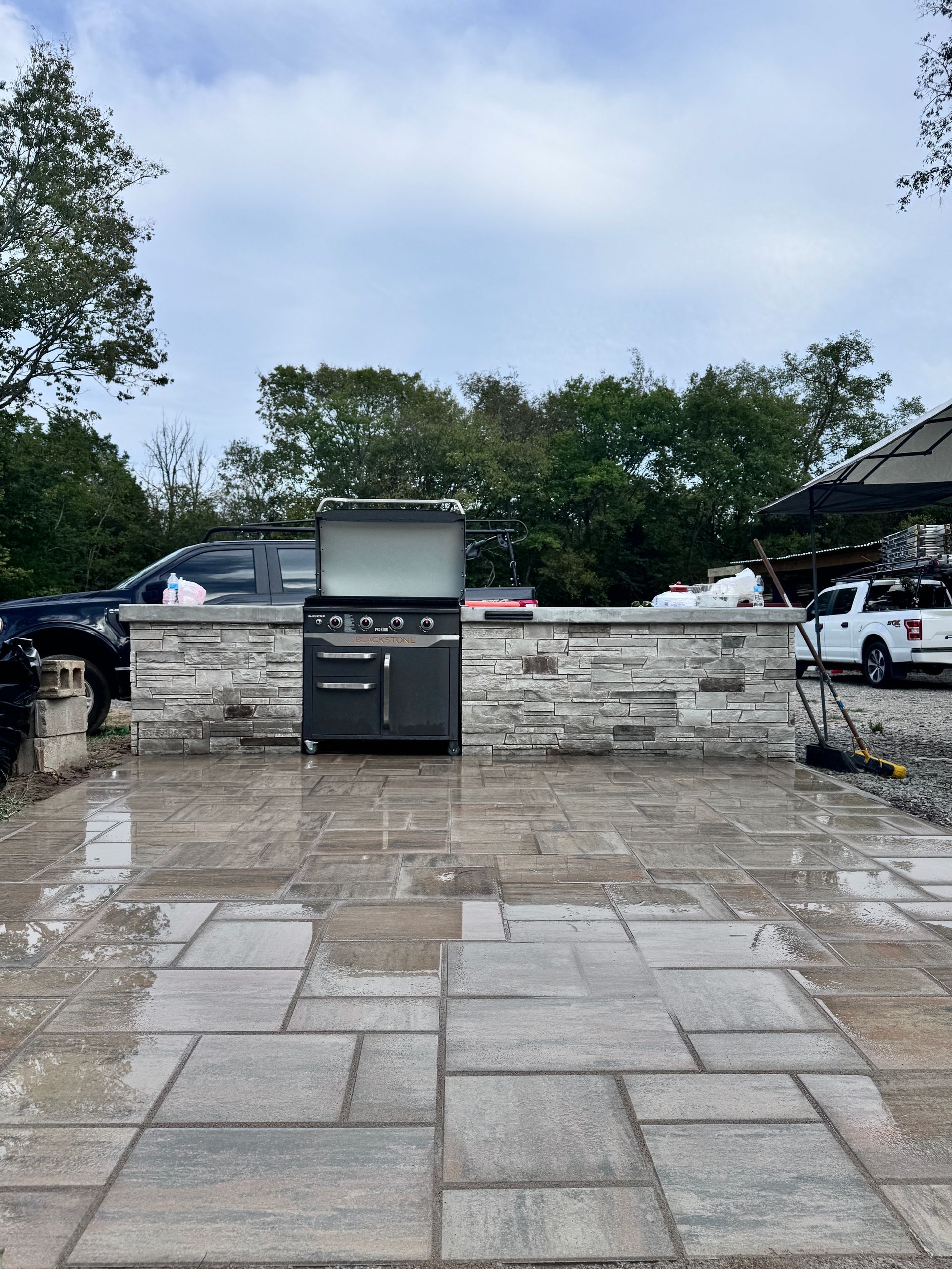 outdoor kitchen with concrete countertop franklin tn