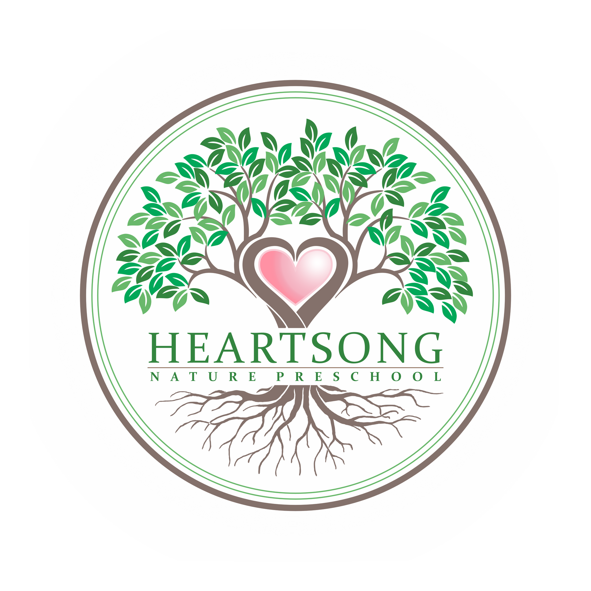 Logo for Heartsong Nature Preschool:  Love is at the center. It is the Heartsong of childhood