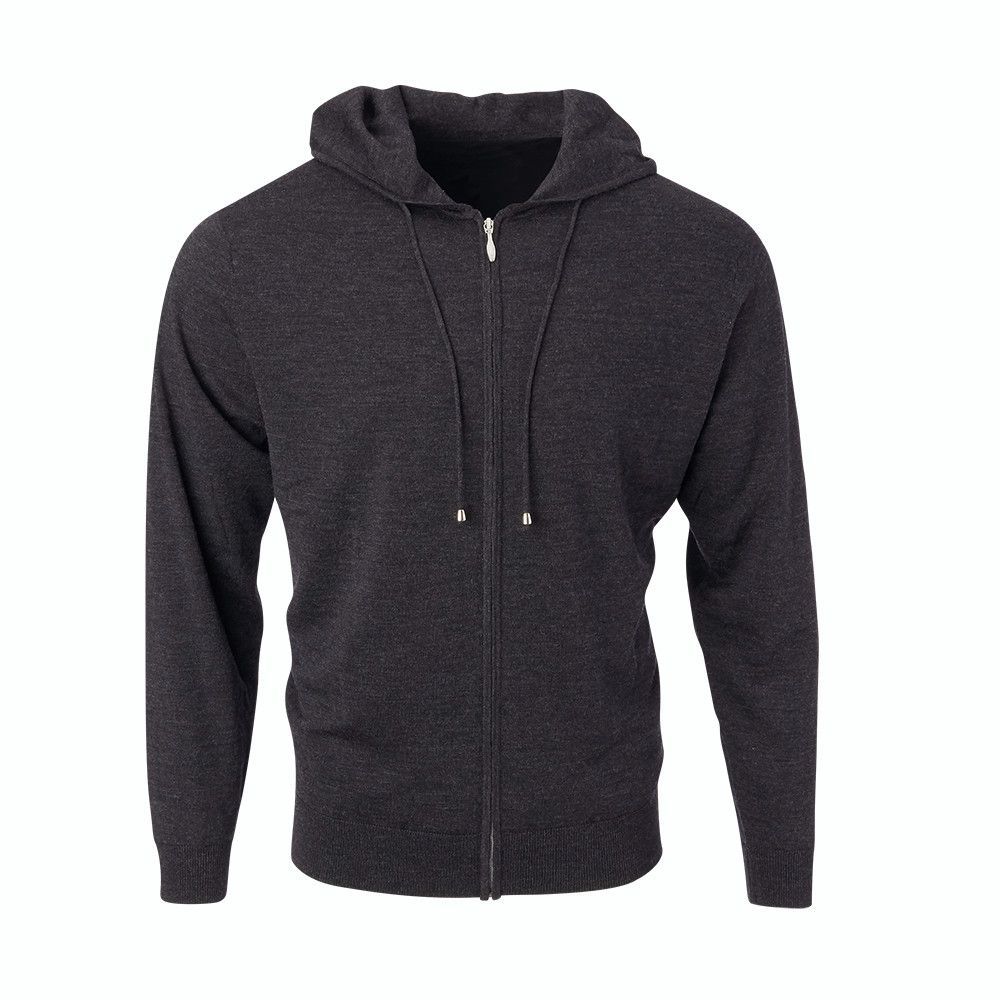 A black hoodie with a zipper on the front