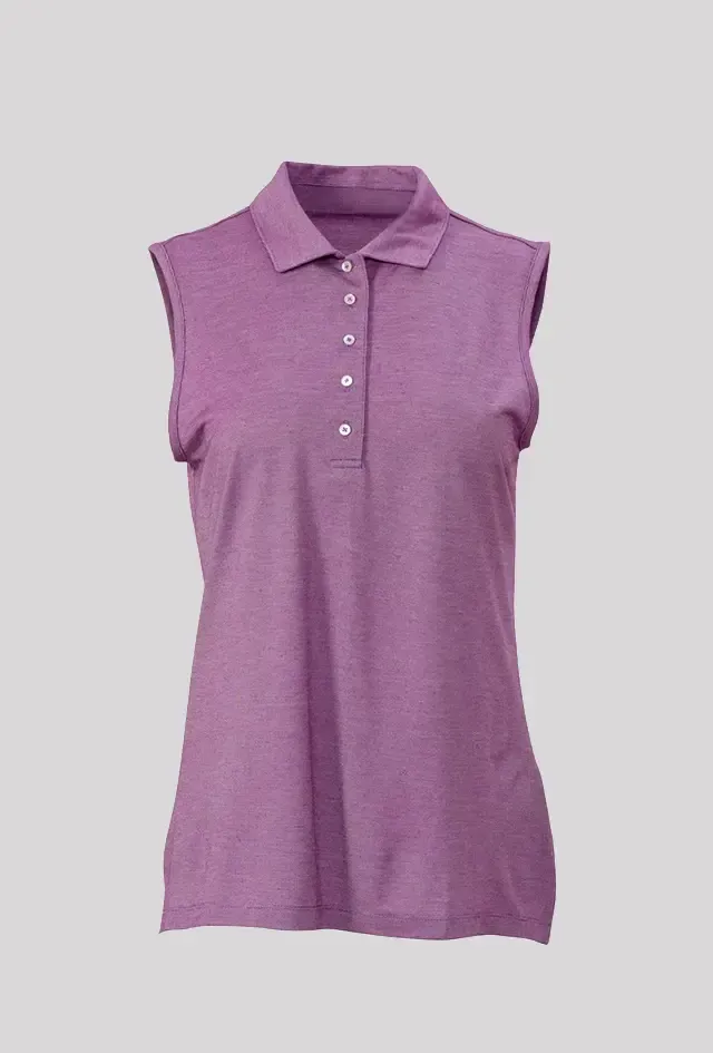 Female Strong Butter Stripe Sleeveless Polo Berry