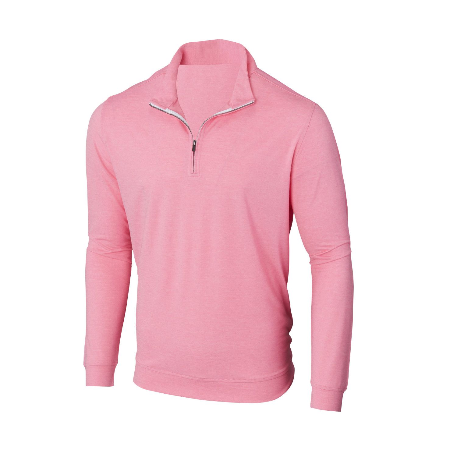 A pink sweater with a zipper on the front