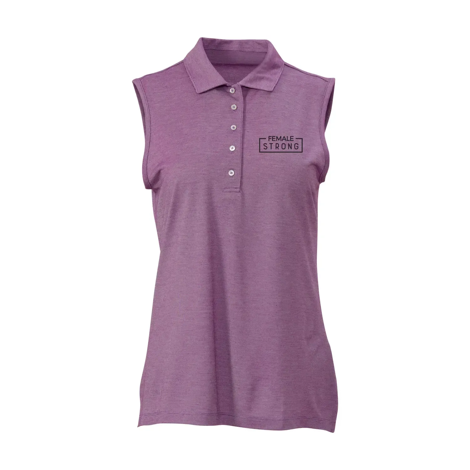 Pre-embroidered with Female Strong Logo: Butter Stripe Sleeveless Polo