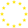 Das Kreissymbol der Europäischen Union in Form von 12 gleichmäßigen angeordneten goldenen Sternen mit je fünf Zacken.