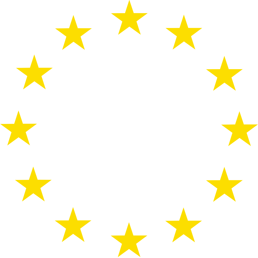 Das Kreissymbol der Europäischen Union in Form von 12 gleichmäßigen angeordneten goldenen Sternen mit je fünf Zacken.