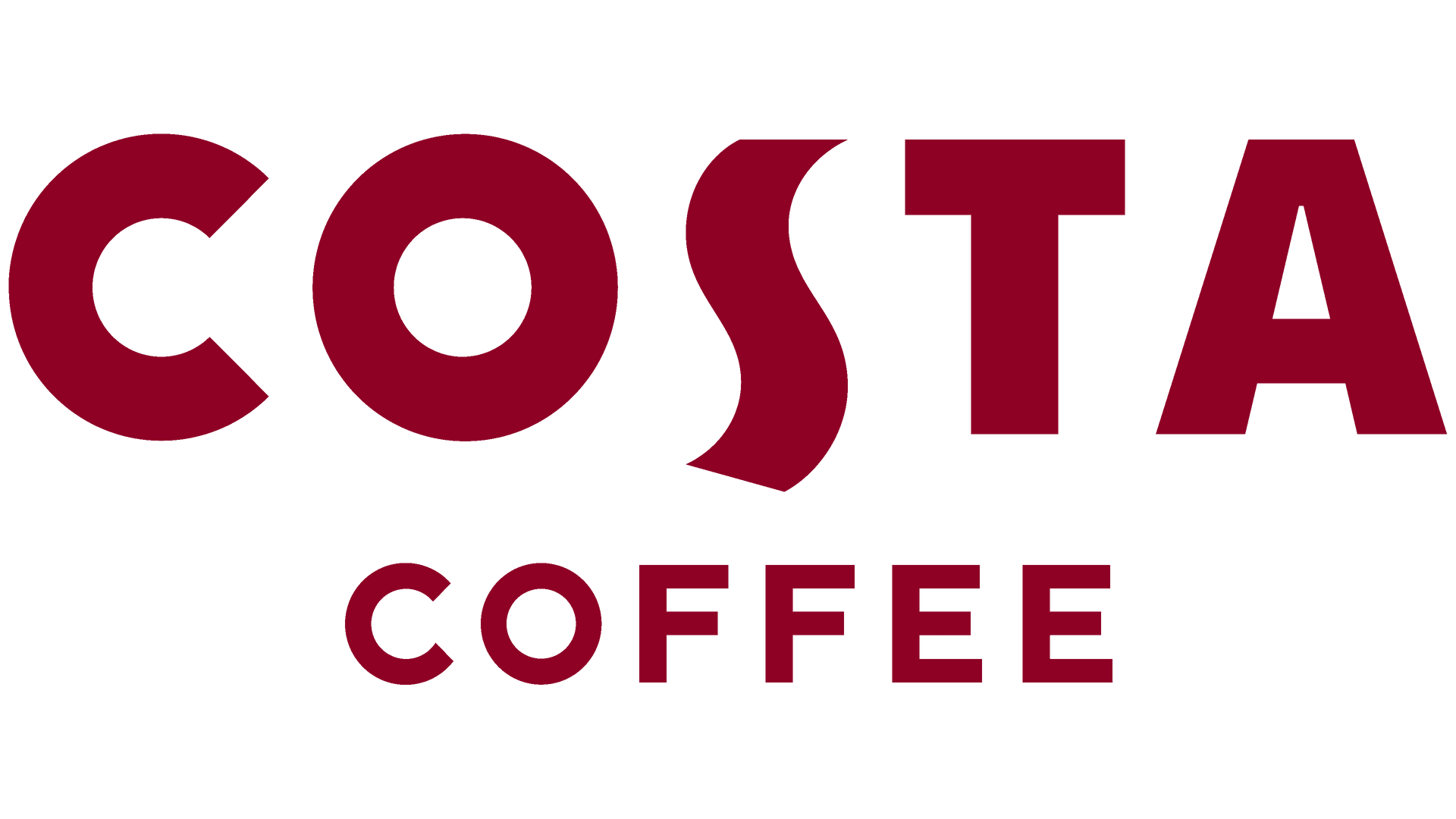 The costa coffee logo is red and white on a white background.