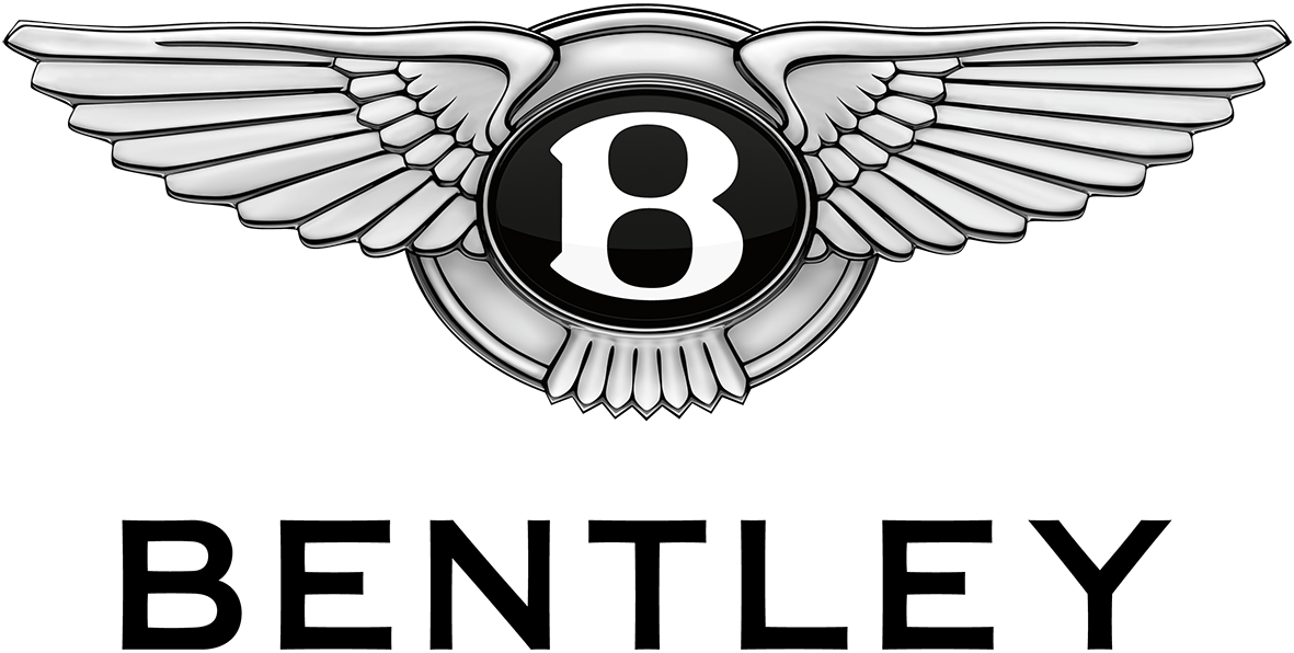 A bentley logo with wings on a white background