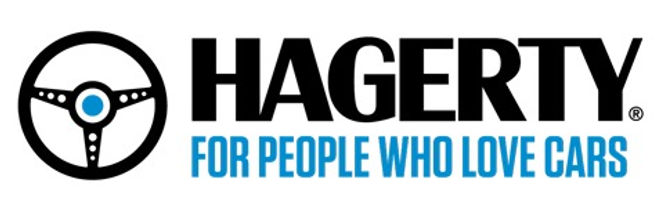 A logo for hagerty for people who love cars