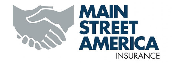 A logo for main street america insurance with two hands shaking