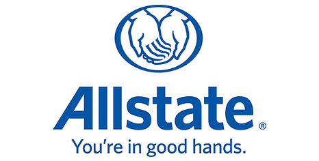 The allstate logo is blue and says `` you 're in good hands ''.
