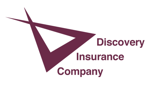 A logo for discovery insurance company with a triangle and a cross.