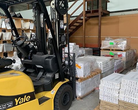Forklift in Warehouse with Range of Tiles — Tile Supplies in Alstonville in Alstonville, NSW