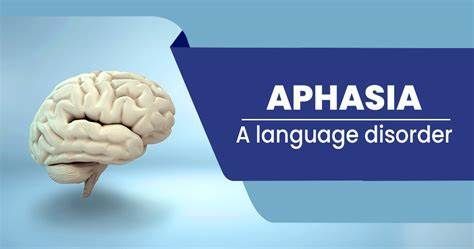Brain next to a blue banner with the word APHASIA and the text 