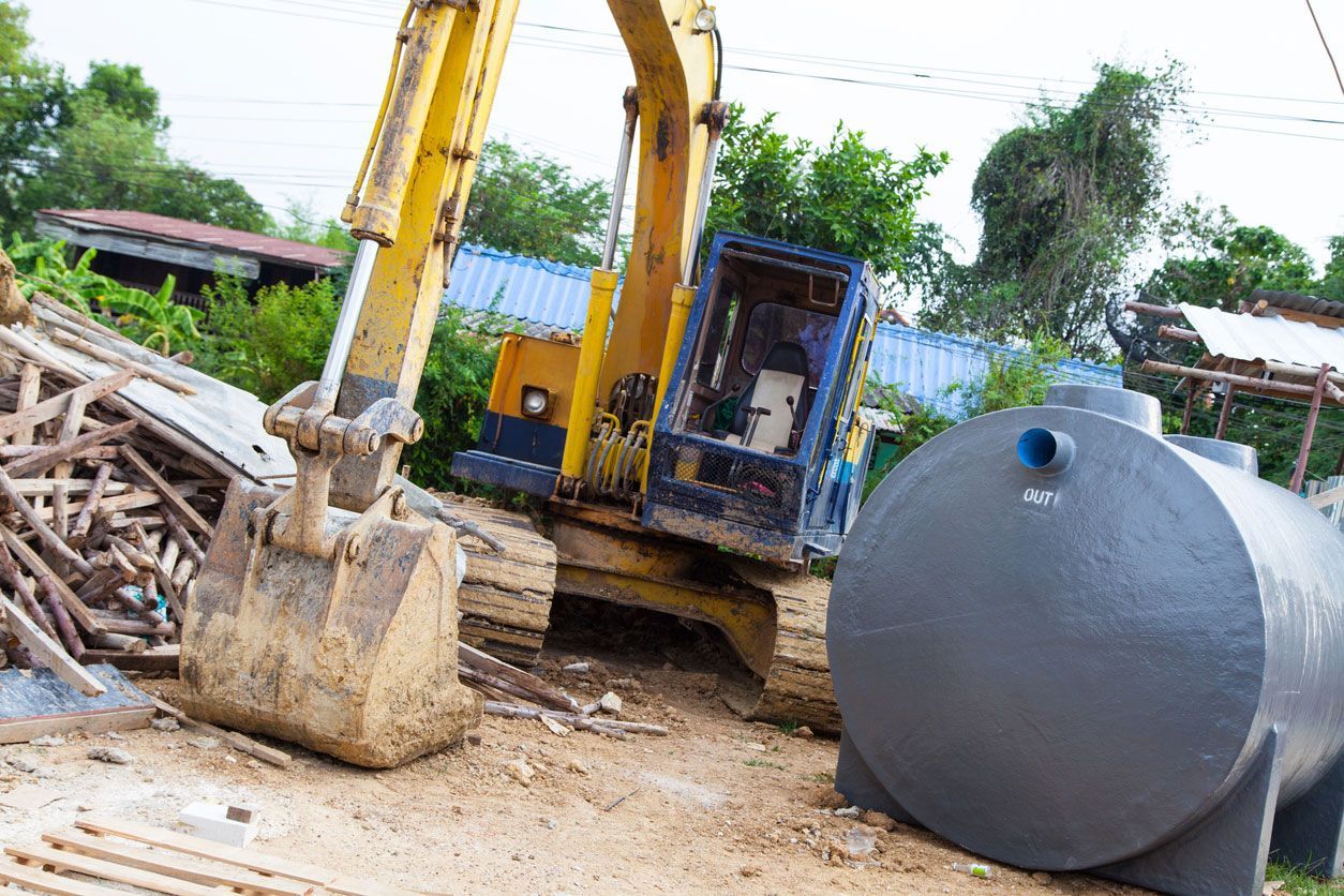 Medium sized Excavator with waste water treatment tank