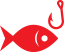 A red fish with a hook attached to it.